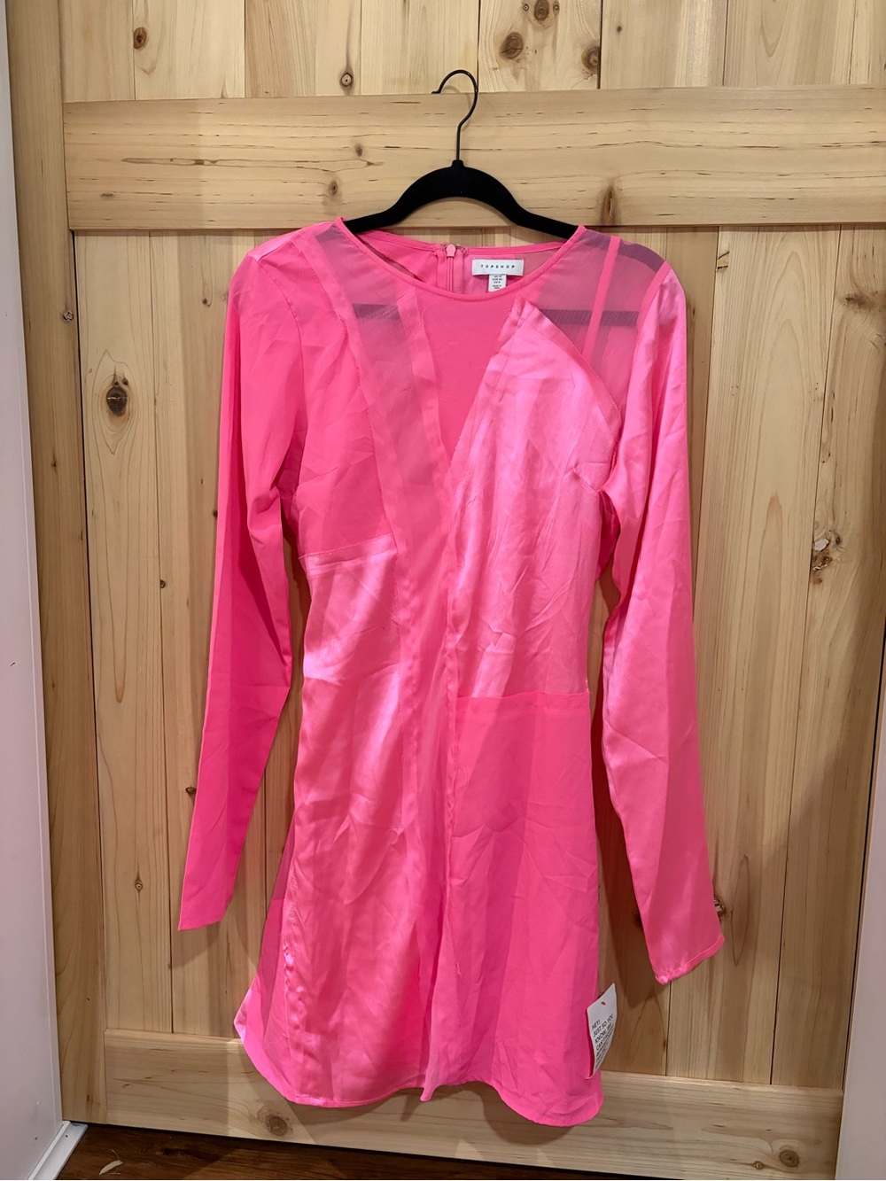 Topshop Hot Pink Sheer Panel Dress